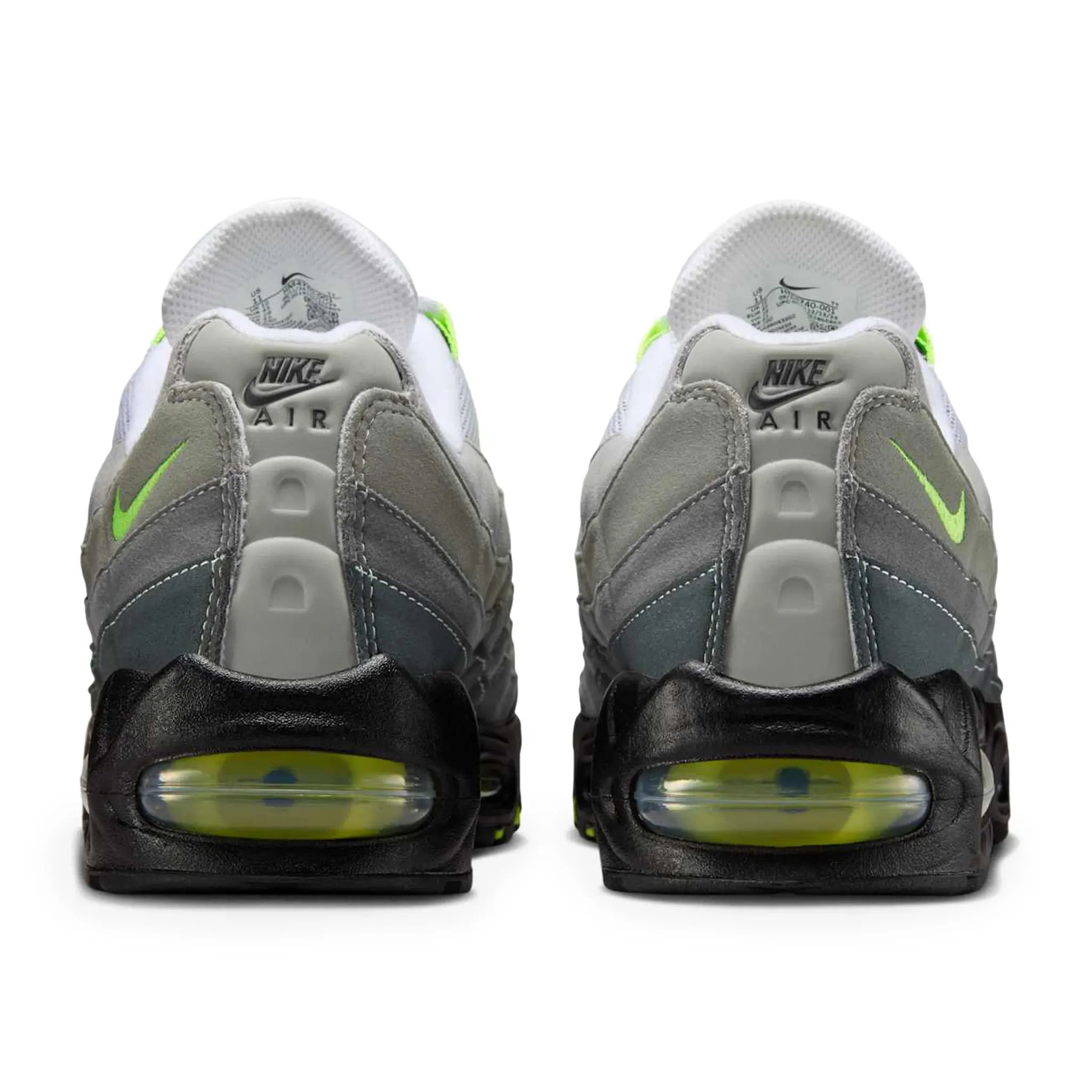 Heel view of Nike Air Max 95 OG Big Bubble Neon (2025)
